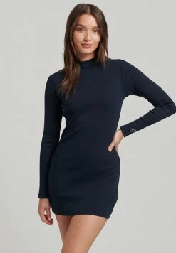 Superdry LOGO RIB BODYCON - Shift Dress - Deep Navy