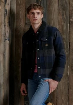 Superdry HIGHWAYMAN TRUCKER - Winter Jacket - Navy Check