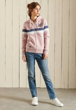 Superdry Zip-up Sweatshirt - Soft Pink Marl