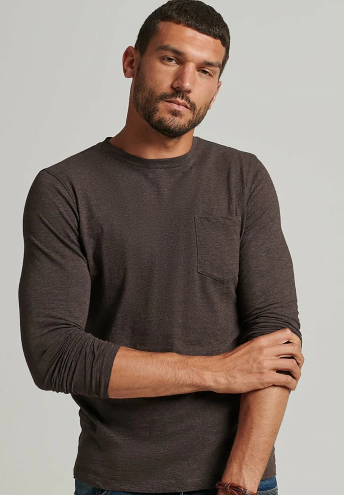 Superdry STUDIO - Long Sleeved Top - Coffee Marl 1 Superdry STUDIO - Long Sleeved Top - Coffee Marl