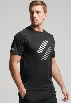 Superdry SPORT TRAIN ACTIVE LOCK UP - Print T-shirt - Black