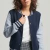Superdry VINTAGE VARSITY - Bomber Jacket - Rich Navy La Blue Marl