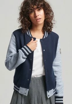 Superdry VINTAGE VARSITY - Bomber Jacket - Rich Navy La Blue Marl