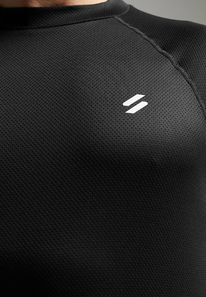 Superdry MOCK NECK - Long Sleeved Top - Black Graphic 3 Superdry MOCK NECK - Long Sleeved Top - Black Graphic - Image 3