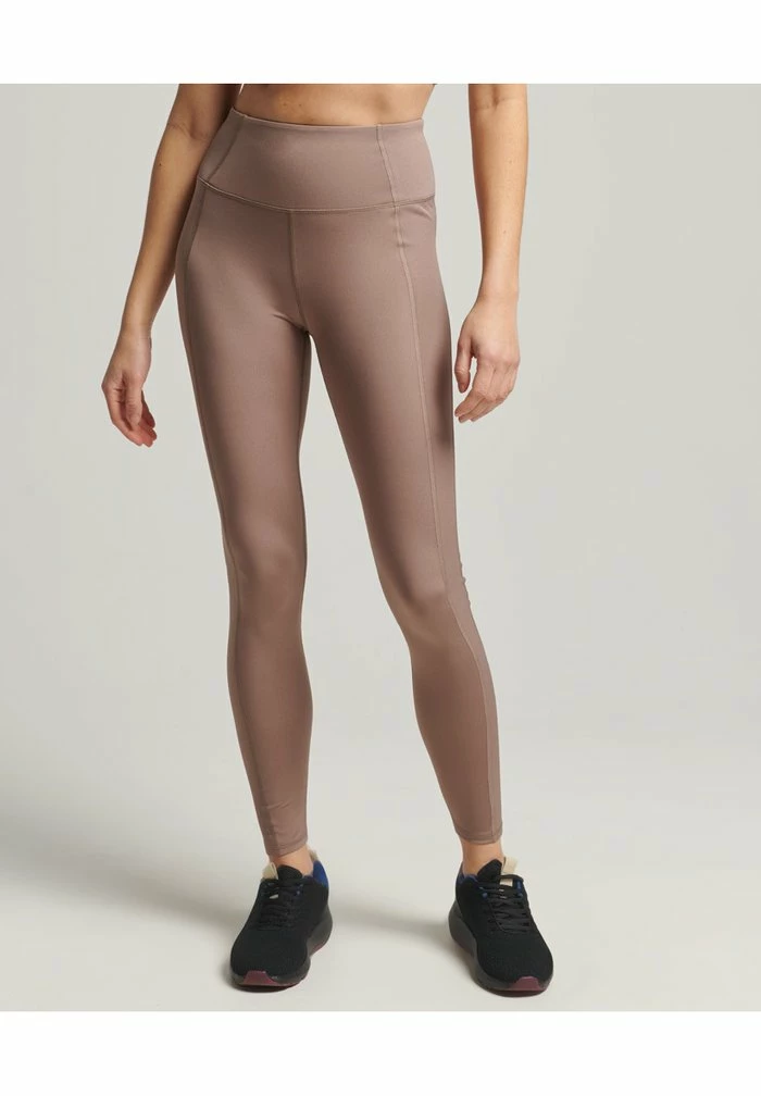 Superdry Leggings - Trousers - Dark Taupe 1 Superdry Leggings - Trousers - Dark Taupe