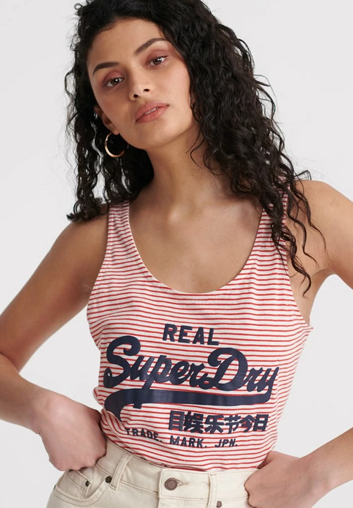 SUPERDRY VINTAGE STRIPE CLASSIC VEST TOP - Top - Ecru Slub Stripe 1 SUPERDRY VINTAGE STRIPE CLASSIC VEST TOP - Top - Ecru Slub Stripe