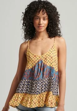 Superdry VINTAGE TIERED - Top - Golden Block Print