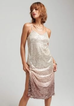 Superdry OMBRE SEQUIN SLIP MIDI - Cocktail Dress / Party Dress - Bronze Dip Dye