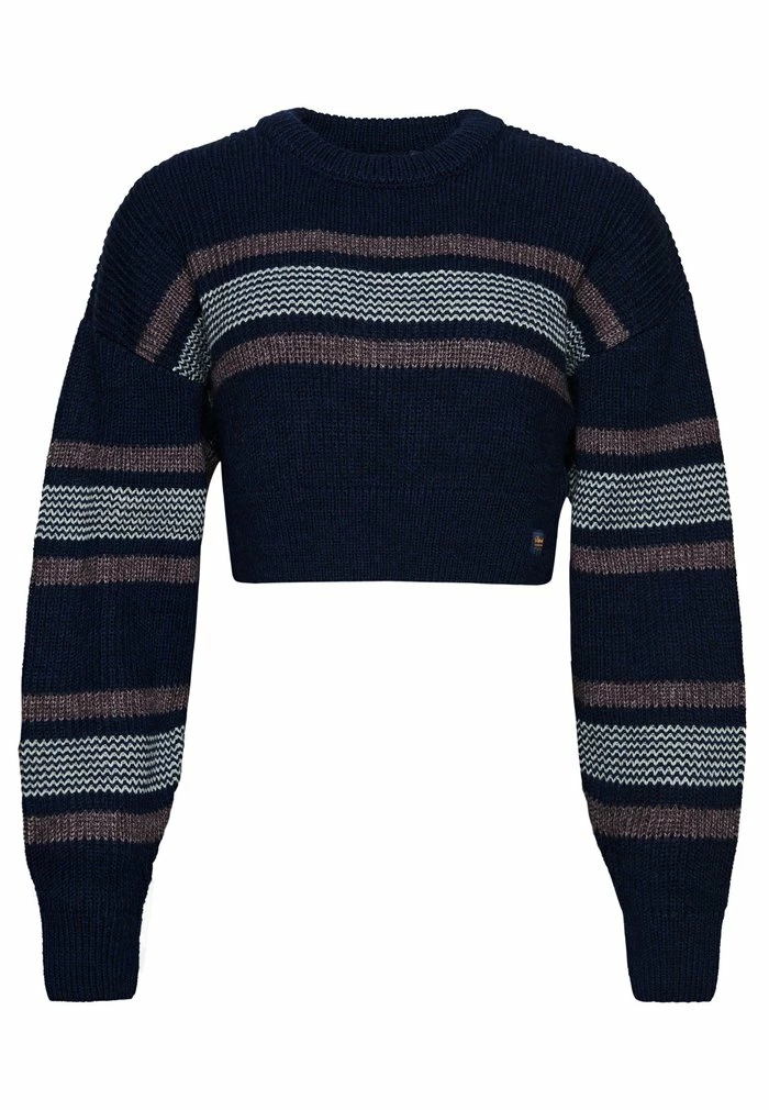 Superdry CROPPED CLASSIC CREW - Jumper - Navy Stripe 4 Superdry CROPPED CLASSIC CREW - Jumper - Navy Stripe - Image 4