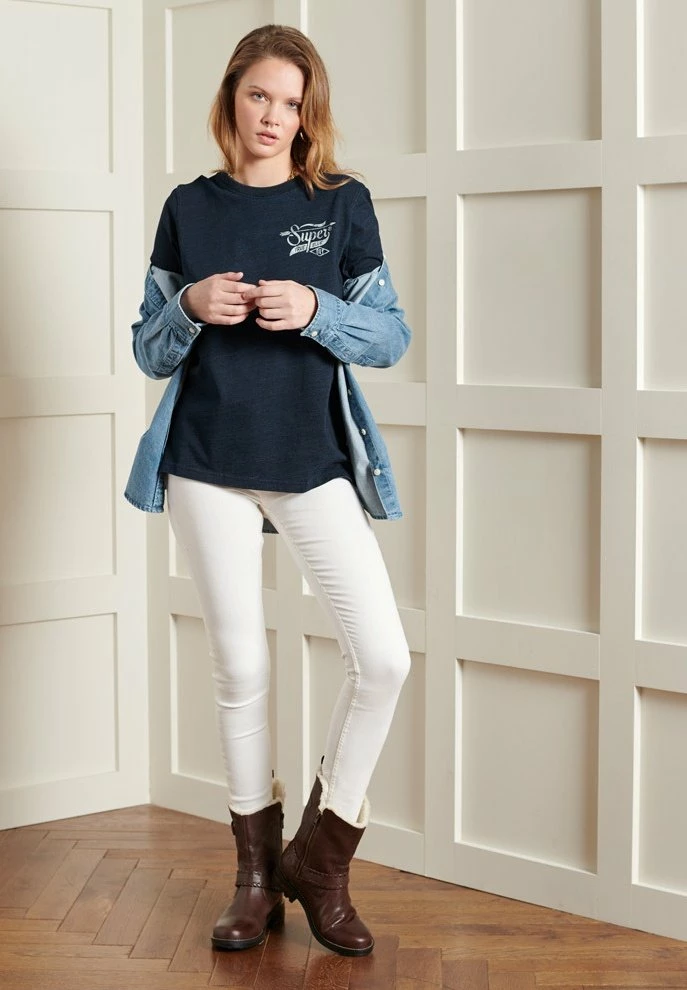 Superdry VINTAGE INDIGO - Print T-shirt - Indigo Rinse Wash 1 Superdry VINTAGE INDIGO - Print T-shirt - Indigo Rinse Wash