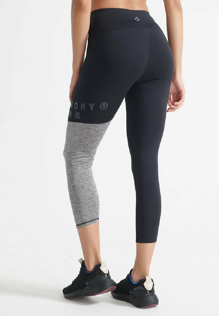 Superdry TRAINING GRAPHIC - Leggings - Trousers - Black/grey Marl 2 Superdry TRAINING GRAPHIC - Leggings - Trousers - Black/grey Marl - Image 2