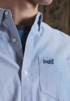 Superdry CLASSIC UNIVERSITY OXFORD - Shirt - Ticking Stripe Blue