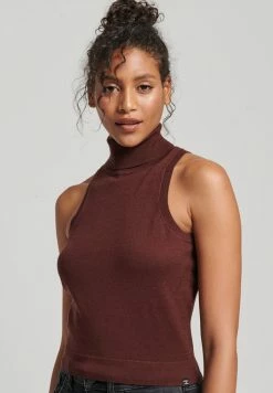 Superdry STUDIOS ROLL NECK - Top - Bitter Chocolate