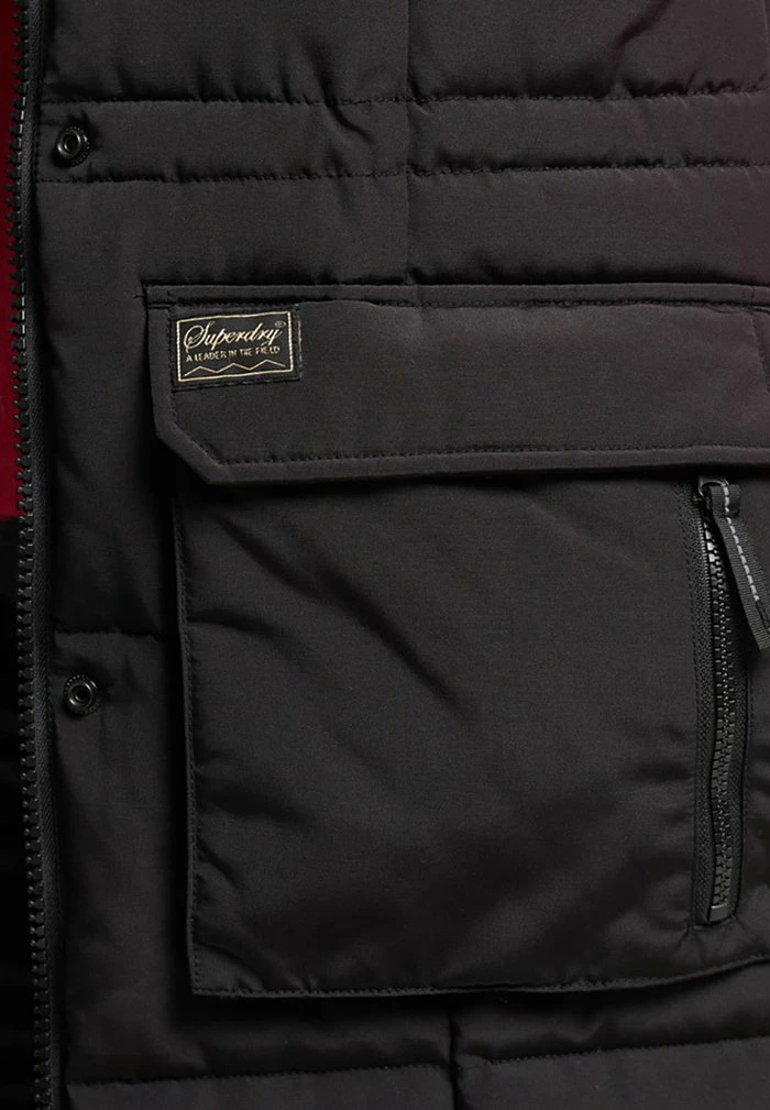 Superdry LONGLINE - Waistcoat - Black 3 Superdry LONGLINE - Waistcoat - Black - Image 3