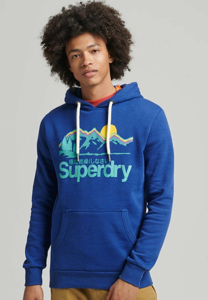 Superdry VINTAGE CORE LOGO - Hoodie - Bright Blue Grit 1 Superdry VINTAGE CORE LOGO - Hoodie - Bright Blue Grit