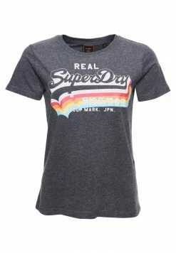 Superdry VINTAGE - Print T-shirt - Charcoal Marl