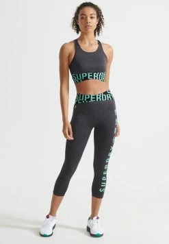 Superdry TRAINING CORE CROSS - Bustier - Charcoal Marl Hot Mint