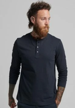 Superdry HENLEY - Long Sleeved Top - Eclipse Navy