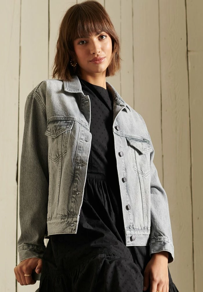 Superdry BOYFRIEND - Denim Jacket - Frank Vintage Grey 2 Superdry BOYFRIEND - Denim Jacket - Frank Vintage Grey - Image 2