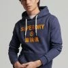 Superdry VINTAGE CORPORATION LOGO MARL - Hoodie - Princedom Blue Marl