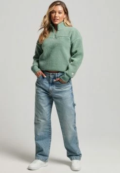 Superdry Fleece Jumper - Granite Green -Superdry Shop c202c83fb6bf4281a6221bab71f0ef33