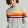 Superdry CALI STRIPE - Long Sleeved Top - Light Grey Marl