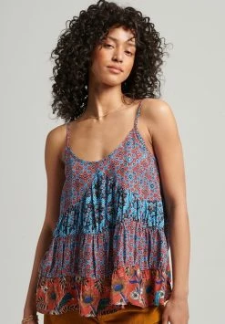 Superdry VINTAGE TIERED - Top - Rust Block Print