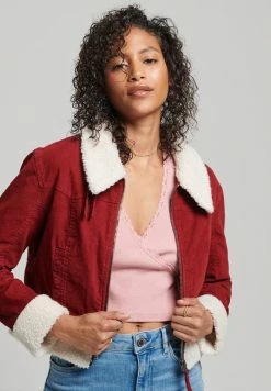 Superdry BORG LINED INDIE - Denim Jacket - Merlot