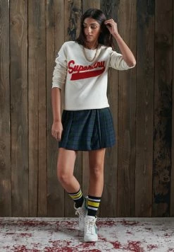 Superdry Pleated Skirt - Navy Check