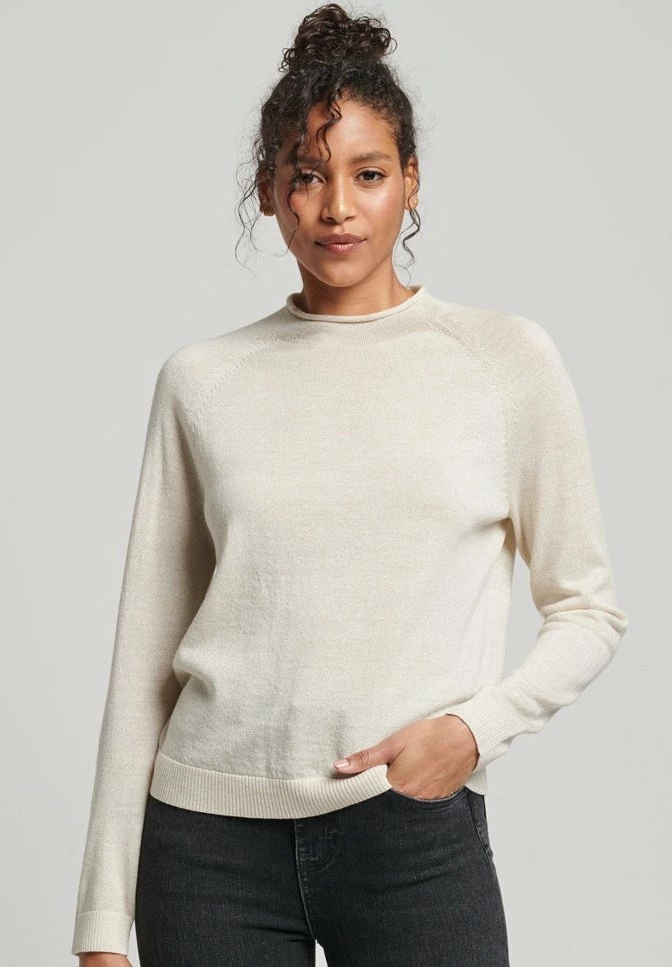 Superdry MOCK NECK - Jumper - Cream Metallic 1 Superdry MOCK NECK - Jumper - Cream Metallic