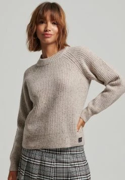 Superdry TWEED RIB CREW - Jumper - Ecru Tweed