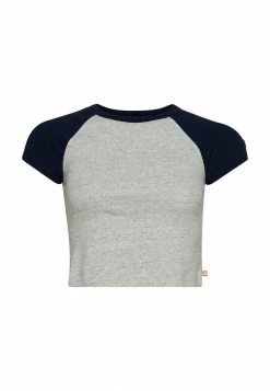 Superdry BASEBALL TINY - Print T-shirt - Athletic Grey Marl Rich Navy -Superdry Shop c5387559ae104eaf8b97e40d057f31bf