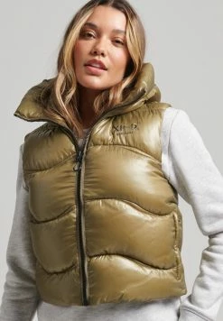 Superdry SHINE QUILT - Waistcoat - Dusty Olive