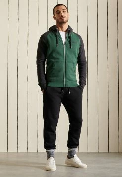 Superdry VLE BASEBALL - Zip-up Sweatshirt - Heritge Pine Mrl Vntge Wash Bk