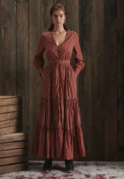 Superdry Maxi Dress - Red Block Print