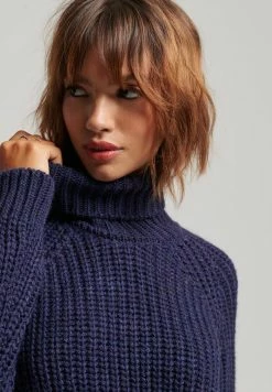 Superdry SLOUCHY STITCH ROLL NECK - Jumper - Navy Marl Dark Grey -Superdry Shop c70bef430b24491897a81a9644ec7a78