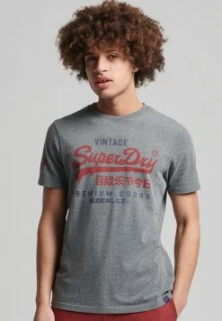 Superdry VINTAGE CLASSIC - Print T-shirt - Rich Charcoal Marl