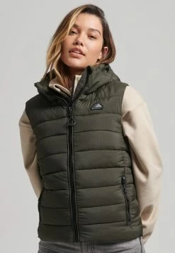 Superdry CLASSIC - Waistcoat - Football Grid Khaki