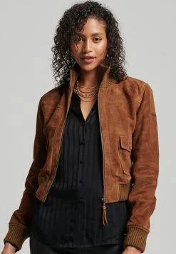 Superdry Faux Leather Jacket - Camel