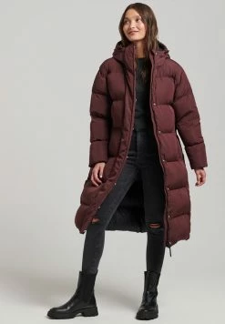Superdry LONGLINE - Winter Coat - Rich Deep Burgundy