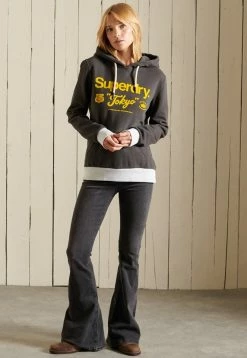 Superdry CROSSING LINES AMERICAN RINGER - Hoodie - Vintage Black