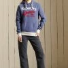 Superdry CROSSING LINES AMERICAN RINGER - Hoodie - Soft Navy