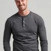 Superdry LONG SLEEVE - Long Sleeved Top - Graphite Dark Marl