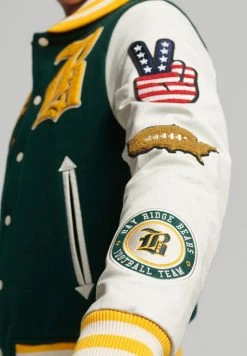 Superdry COLLEGE VARSITY PATCH - Bomber Jacket - Enamel Green -Superdry Shop c9cd89381f2d4dabb0934c28d9510337