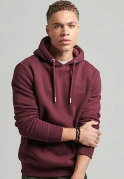 Superdry LOGO EMBROIDERED - Hoodie - Track Burgundy Marl