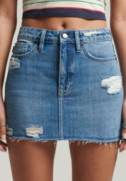 Superdry VINTAGE - Denim Skirt - Mid Indigo Used