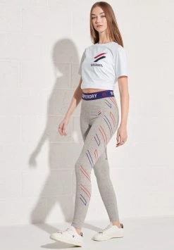 Superdry Leggings - Trousers - Grey Slub Grindle