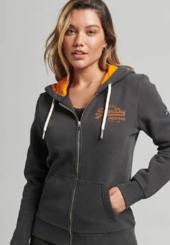 Superdry Zip-up Sweatshirt - Washed Black