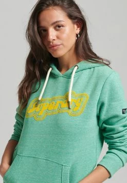 Superdry NOSTALGIA SCRIPT - Hoodie - Orchard Snowy