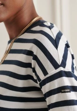 Superdry HEAVYWEIGHT - Long Sleeved Top - Navy Optic Stripe -Superdry Shop cbe61c29b7bd423786d737a2d094faf8